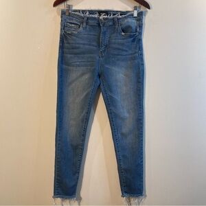 VERVET Sz 29  Ankle Skinny Fit Raw Waist and Hem Mid Wash Jeans